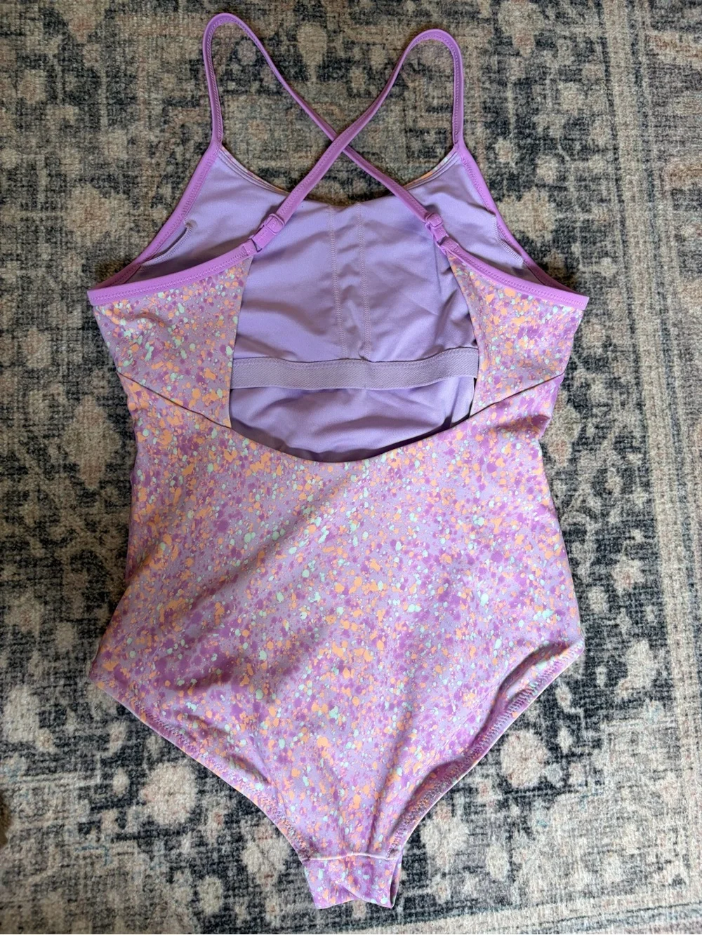 Athleta Girls' Purple One-Piece Swimsuit with Multicolor Speckle